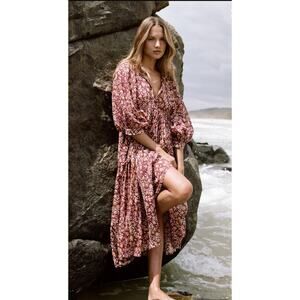 Daughters of India Kyra Midi Dress in Sumac Size XL Cotton